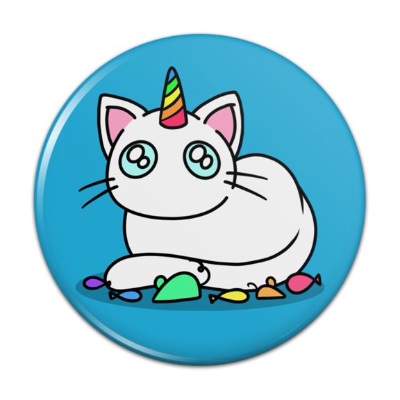Unicorn Cat with Rainbow Mouse Toys Pinback Button Pin
