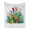 thumbnail image 1 of Orchids Soft Flannel Fleece Throw Blanket, Cattleya Exotic Flower Strelitzia Blossom Fan Palm Royal Fern Epic Gardening Art, Cozy Plush for Indoor and Outdoor Use, 60" x 80", Multicolor, by Ambesonne, 1 of 6
