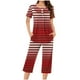 thumbnail image 3 of Conjunto de Pijama de las Mujeres Suelto Impreso Cuello Redondo Botón Hasta Capris, Dos Piezas Conjunto de Pantalones Cortos para Casual Y Sueño, 3 of 5