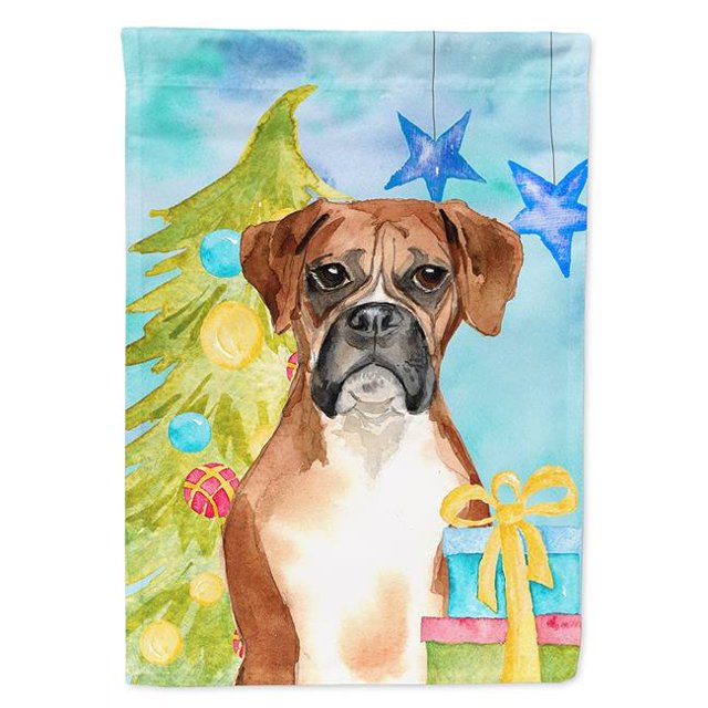 Carolines Treasures CK1884CHF Christmas Tree Boxer Flag Canvas House Size