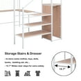 thumbnail image 2 of Bellemave Full Size Loft Bed with Staircase and L-shaped Desk Industrial Metal Loft Bed with Dresser Wardrobe and Guardrails Full Loft Bed Frame for Teen, No Box Spring Needed, White, 2 of 12