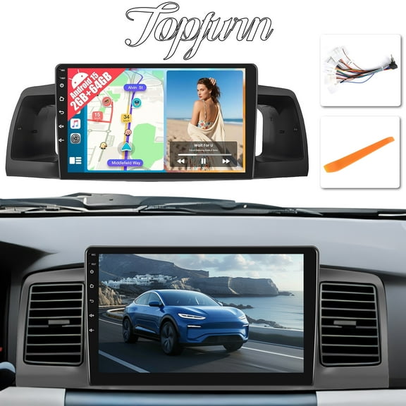 2 32G Android CarPlay Stereo for 2003-2008 Toyota Corolla, 9'' Touch Screen in-Dash GPS Navigation with Built-in Wireless CarPlay Android Auto Support Mirror Link BT RDS AHD DSP