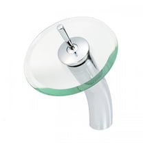 Chrome Waterfall Faucet 12" w/Clear Glass Disc and Supply Lines Brass Tap for Bathroom Basin Sink| Renovators Supply