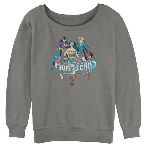Junior's Justice League Mom of the Year Sweatshirt Gray Heather Medium