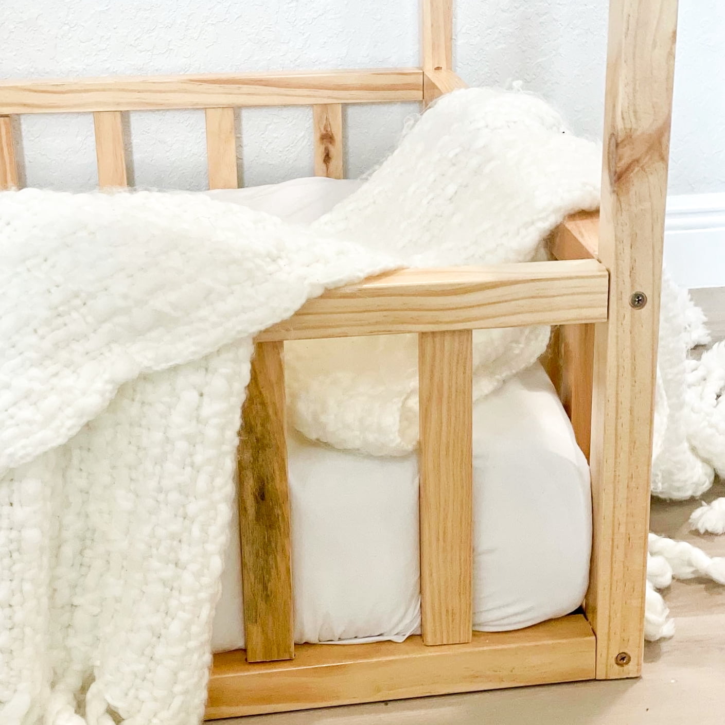 2MamaBees Montessori House Bed with Rails | Safe Toddler Bed Frame for Fun Bedtime