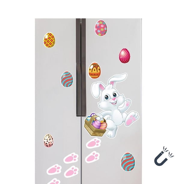Matsuzay 15 piezas de imanes de nevera de conejito de Pascua, pegatina de imán de nevera, pegatina de imán de huevo de Pascua de conejito, decoración Tratamientos de ventanas Matsuzay HA034926-00