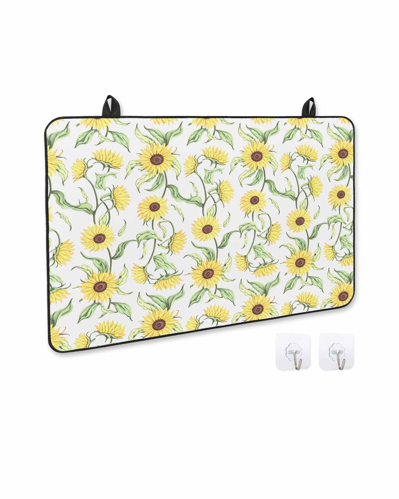 nqOlkjepod Large Induction Cooktop Protector Mat 24"x21", Yellow Sunflower Stove Top Covers for Electric Stove, Spring Leaves Retro Country Farmhouse Stove Burner Cover Mats, Glass Top Stove Cover