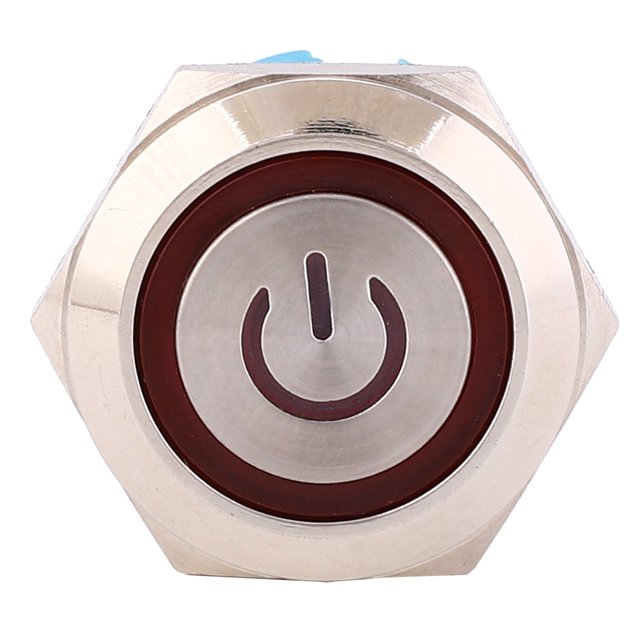 Reinicio 2 uds 12 ~ 24VDC interruptor de botón pulsador 19mm redondo 4PIN interruptor de reinicio automático con patrón de alimentación de luz ANGGREK Otros
