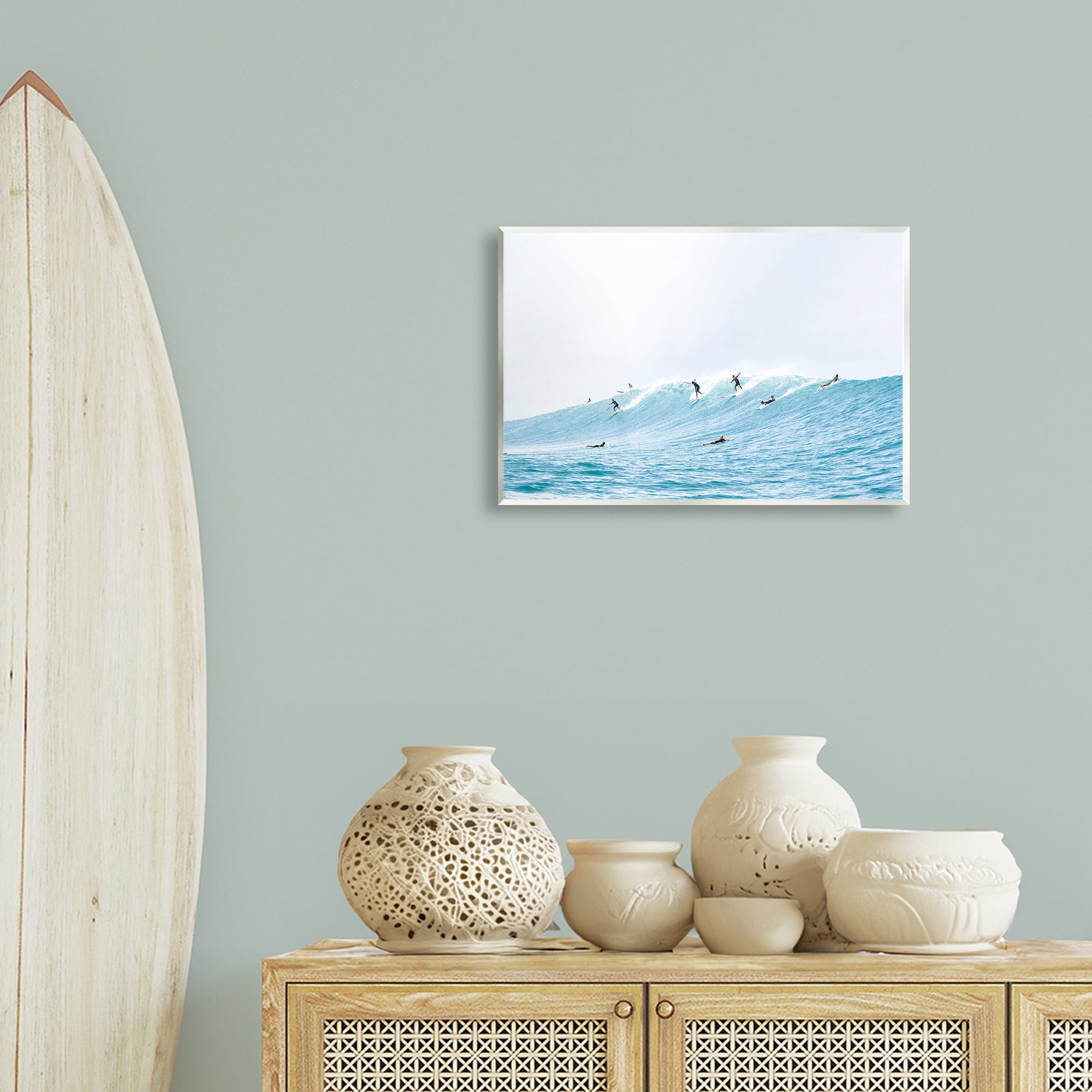 Stupell Industries Blue Wave Surfers Nautical & Beach Photography Unframed Art Print Wall Art, 19 x 13