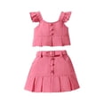 thumbnail image 5 of Coerni Toddler Baby Girl Skirts Outfit Spring Summer Kids Clothes Sleeveless Knit Vest Top + Pleated A Line Skirts Set, 5 of 9