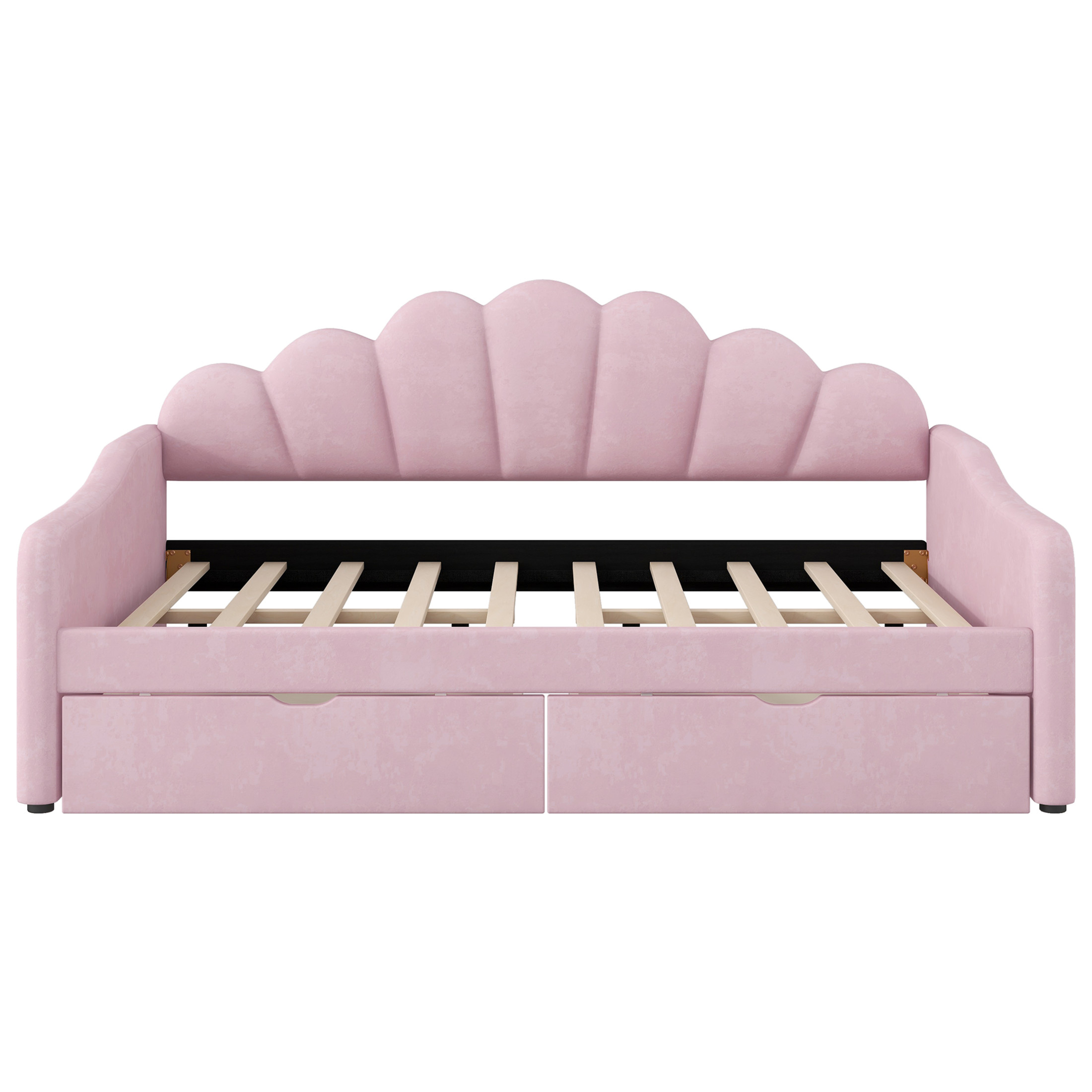 Noble House Lornic Full Upholstered House Daybed, Corduroy Montessori Bed Frame with 2-Mode LED Lights, Pink