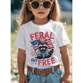 thumbnail image 4 of Camiseta divertida con diseño de mapache, bandera estadounidense del 4 de julio, patriótica pero gratuita, divertida y estética para niños. Camisetas populares para niños. Camisetas de tendencia par, 4 of 8