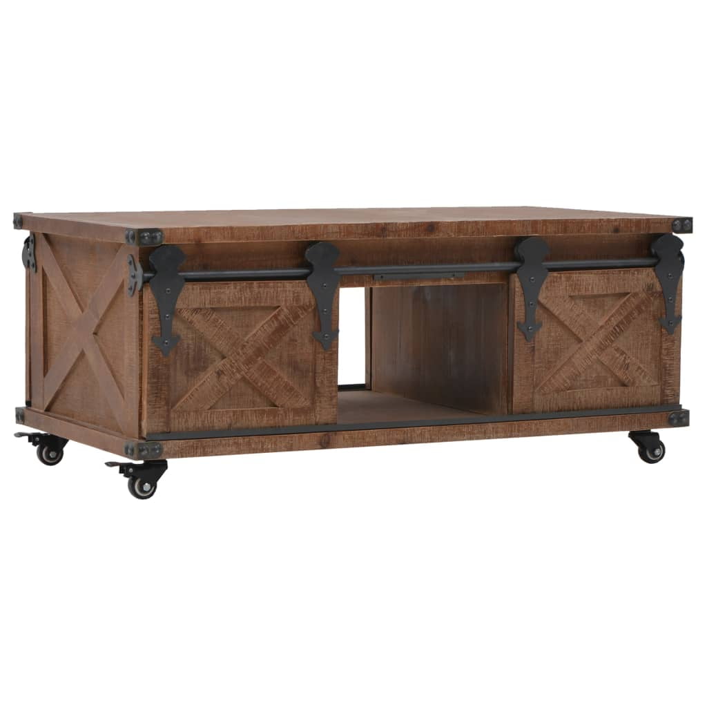 Kepooman 2-tier Rectangular Coffee Table for Home Farmhouse, Brown