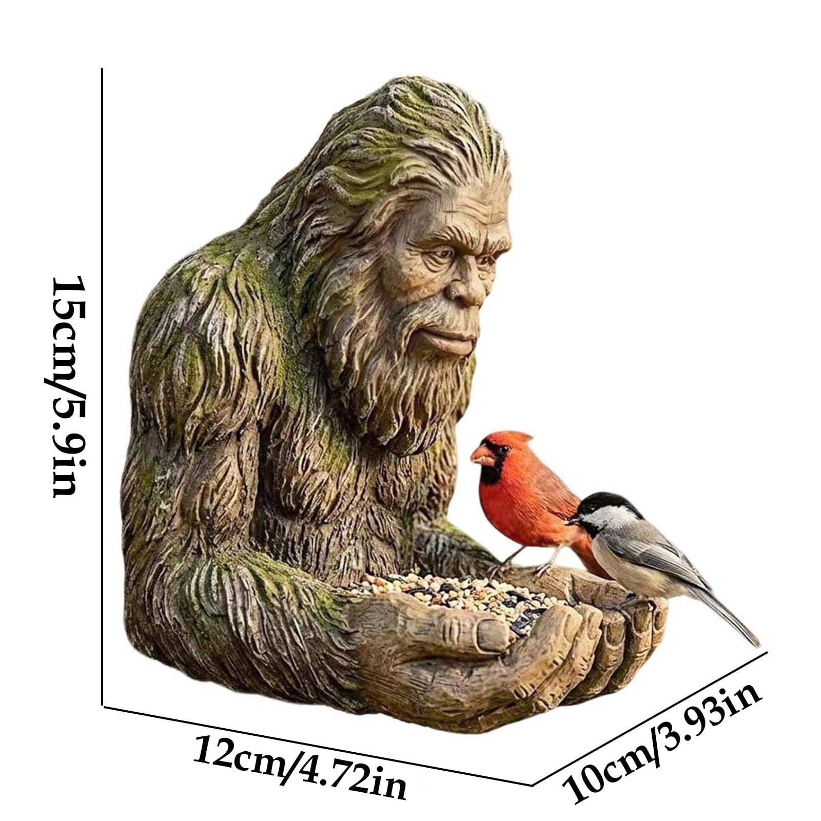 Sasquatch Themed Bird Feeder, Waterproof Outdoor Sculpture with Tray, Mythical Garden Decor for Backyard Wildlife Watching, Unique Gift for Nature Enthusiasts and Patio