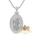 thumbnail image 1 of 23+ Grams Baguette Real Silver Simulated Diamond Saint Christopher Charm Pendent, 1 of 6