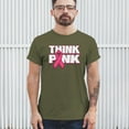 thumbnail image 3 of Tee Hunt Think Pink T-shirt Breast Cancer Awareness Pink Ribbon Men's Tee, Military Green, Small, 3 of 5
