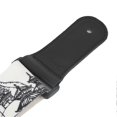 thumbnail image 3 of Leather Shoulder Strap Black White Printed Adjustable Length Durable for Bass / Folk Guitar, 3 of 4