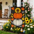 thumbnail image 2 of Rdsfhsp Stacked Pumpkins Garden Flag 12x18 Inch, Linen White Orange Pumpkin Sunflower Yard Flag, Double Sided Outdoor Fall Decor, 2 of 5