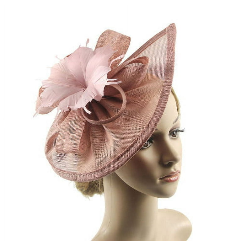 D-groee Fascinators Hat Tea Party Pillbox Hat Feathers Decor Headband for Cocktail Party, Size: 30, Pink