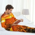 thumbnail image 6 of Naloa Sunset Golden Sunflower Field Men’s Pajamas Set - Long Sleeve Button Down Sleep Shirt and Pajama Bottoms Sleepwear Set-Small, 6 of 7