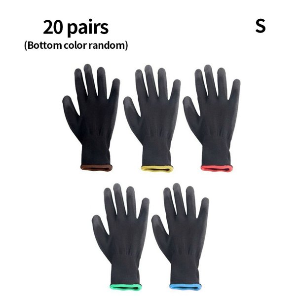 Guantes de trabajo de precisión Protección de manos Guantes flexibles de nailon antiestático con revestimiento de PU, 20 pares, S Inevent Hogar