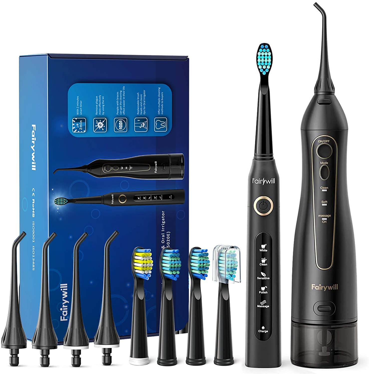 Water Flosser and Toothbrush Combo, Finydr Teeth Cleaner Set, 4 Hours
