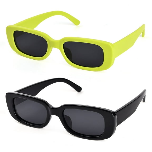 TINHAO 2 Pairs Sunglasses for Women Men Trendy Retro Rectangle Sunglasses with Polarized UV 400 Protection Party Sunglasses
