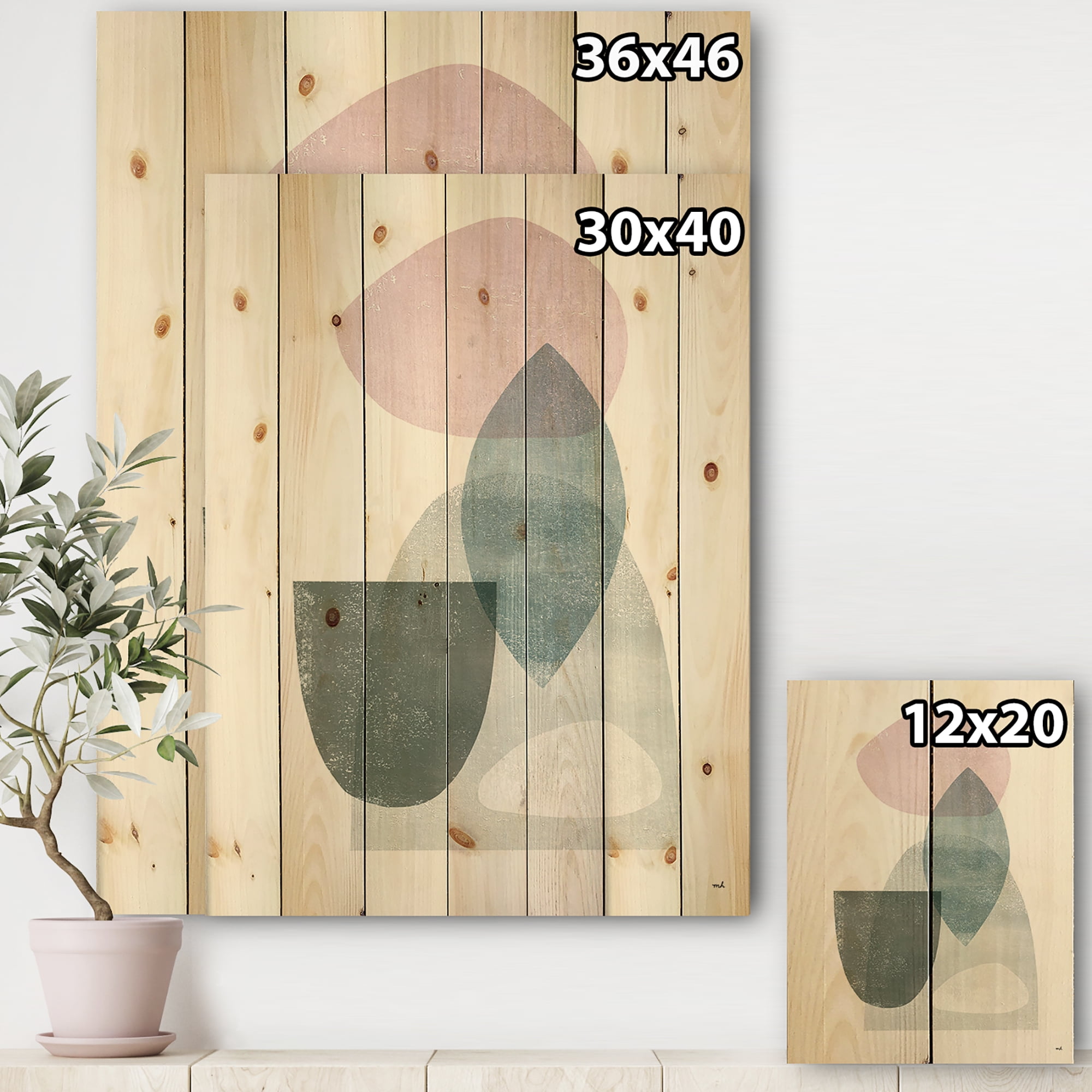 Designart 'Distressed Dream I' Modern & Transitional Print on Natural Pine Wood