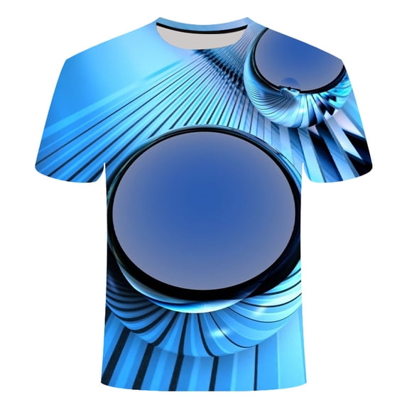 T-Shirt 3D Printed Simple Casual Men's T-Shirt 3D Digital Printing T-Shirt Swirl Pattern Men and Women Couple Tops
