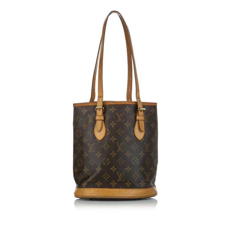 used Women Pre-owned Authenticated Louis Vuitton Monogram Petit Bucket Canvas Brown Bucket Bag DrawstringBag, Women's, Size: Medium