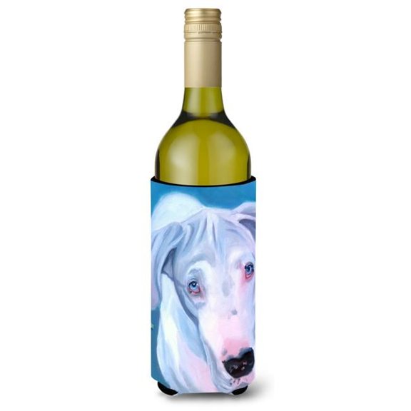 White Great Dane Wine Bottle Beverage Insulator Hugger