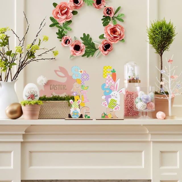 Decoraciones de Pascua, Adornos de Pascua, Regalos de Pascua 2025 Decoraciones de Pascua Impresión de madera de Pascua Colgante con diseño de Pascua