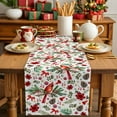 thumbnail image 4 of Burlap Table Runner 72 Inches Long,Christmas Cardinals Bird Pine Berries Non-Slip Kitchen Table Runners for Dining Room Everyday Use Party Table Decorations Red White Green, 4 of 9