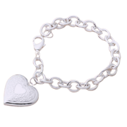 Heart Photo Locket Chain Bracelet Size 7.25 Sterling Silver