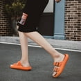 thumbnail image 4 of Double Buckle Sandals Adjustable for Women Men Flat Sandals Pillow Cloud Slippers Comfort Slide Waterproof Slip-on Shower Shoes Seaside Orange 44-45, 4 of 7