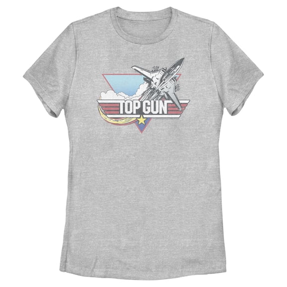 Women's Top Gun Distressed Fighter Jet Logo  Graphic T-Shirt