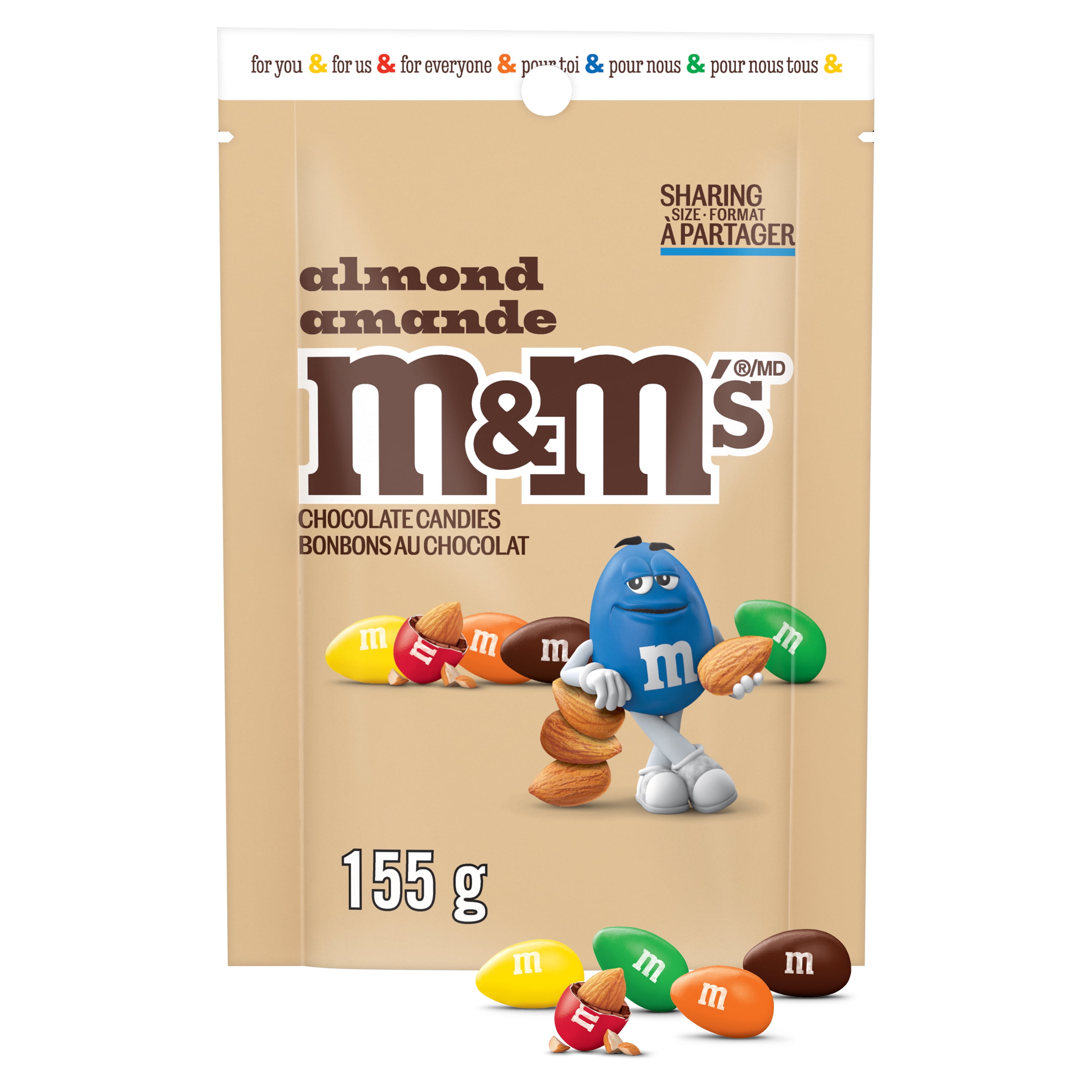 M&M’S, bonbons au chocolat au lait, amande, format partage, 155 g