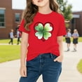 thumbnail image 4 of Annhoo St Patrick's Day Shirt for Kids Short Sleeve Crewneck Shamrock Graphic Block Color Unisex Tops Festival Clothes, 4 of 9