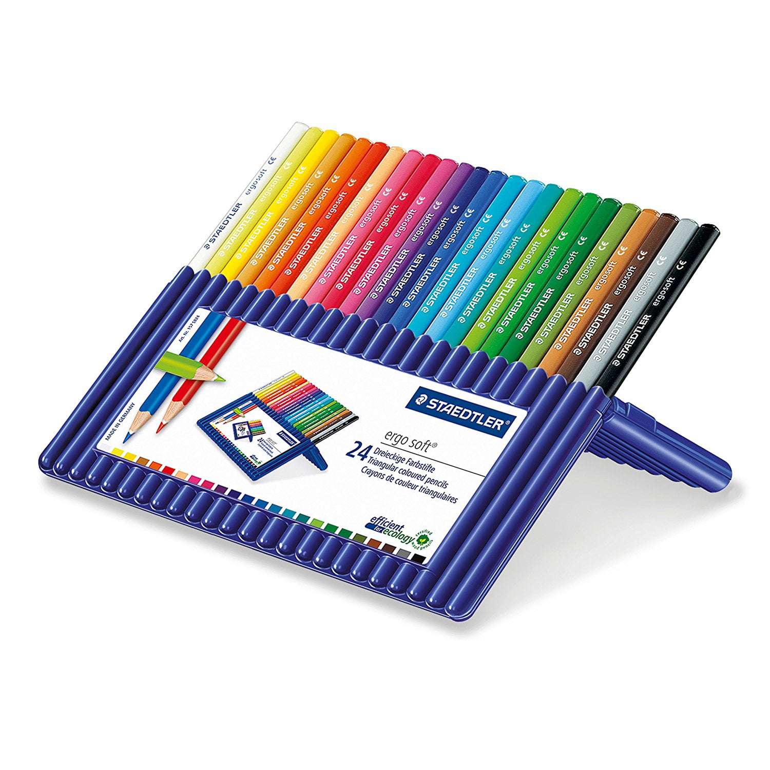 Ergosoft Colored Pencils 157SB24 Set of 24 Colors in Stand-up Easel Case - New 