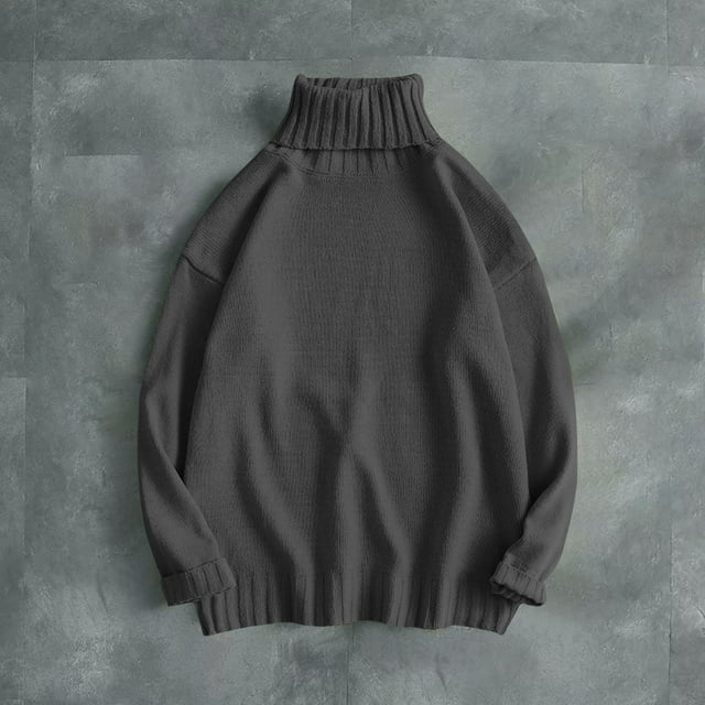 Styesk Mens Sweater Cable Knit Turtleneck Sweater Comfy Soft Oversized Sweater Solid Color Pullover Sweater Casual Loose Sweaters with Ribbing Edge