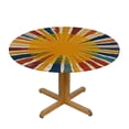 thumbnail image 3 of BANET Sun Boho Colorful Table Cloth Vintage Rainbow Stripes Rustic Bohemian Round Tablecloth Retro 70S Farmhouse Washable Table Cover for Dinning Outdoor Indoor Decoration 46"-50, 3 of 8