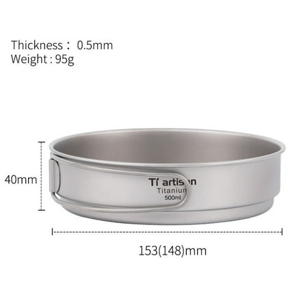 

Titanium Camping Frypan with Foldable Handles Outdoor Hiking Cooking Frying Pan