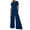 Blue, variant on UAMVSH Rompers for Women Short Sleeve Button down Jumpsuit with Pockets Dressy Summer Wide Leg Long Overalls Clothes