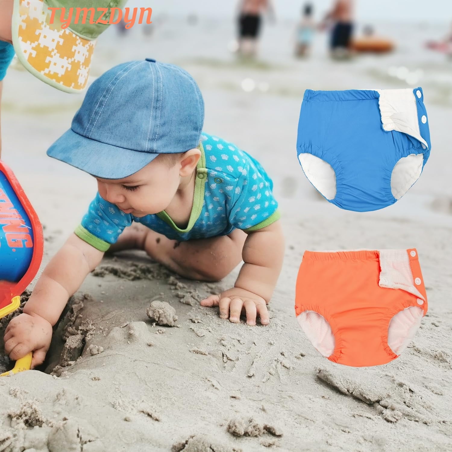 TYMZDYN 2 Packs Baby Reusable Swim Diapers Soft and Silky Toddler Swim Diaper Washable Baby Swim Diaper 3T Baby Swim Trunks Swimming Diapers Size 3 Waterproof Diapers for Swimming Boys and Girls