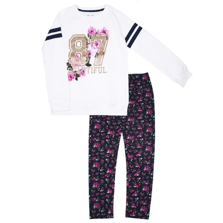 Varsity Glitter Graphic Fleece Top & Legging, 2-Piece Outfit Set (Little Girls & Big Girls)