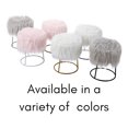 thumbnail image 4 of Vanity Seat, Round Faux Fur Foot Stool Ottoman, Fluffy Makeup Seat with Soft Compact Padded and Pale Gold Metal Legs for Bedroom, Living Room, Office, Kids Room, White, 4 of 5