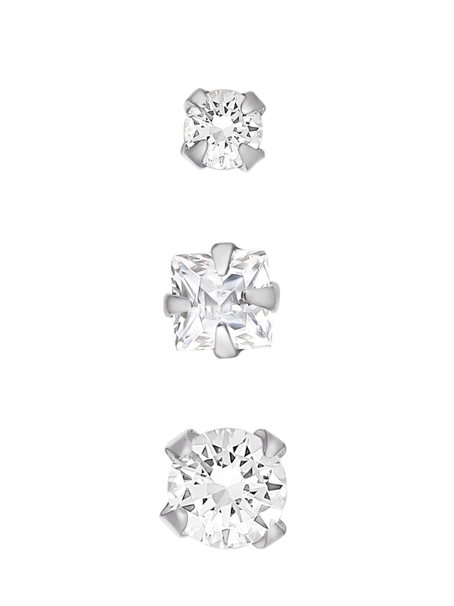 Body Jewelry Women's Stainless Steel 22-Gauge Nose Stud Set with White Crystal