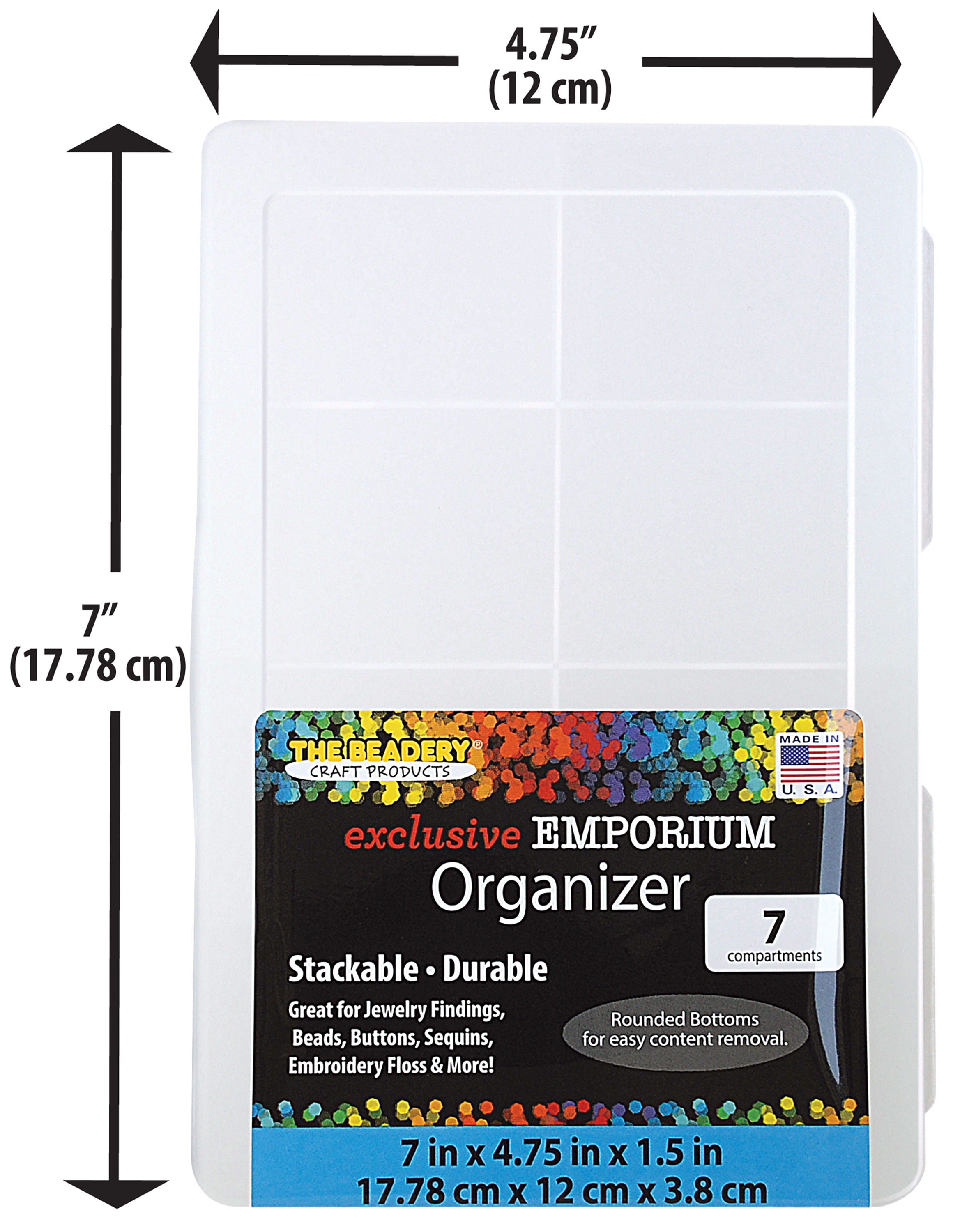The Beadery - 7 Compartment Clear Plastic Storage Box - 4 Pack - 2174