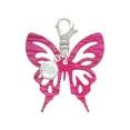 thumbnail image 2 of Delight Jewelry Acrylic Medium Cut Out Butterfly Magenta - Silvertone Clip on Charm with Clear Crystal Drop, 2 of 4