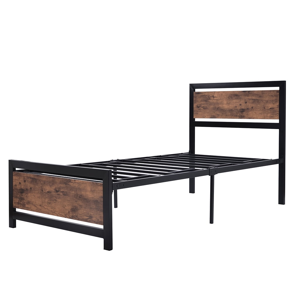 Kadyn Wood Bed Frame, Twin Size Platform Bed with Headboard and Footboard, Metal Bed Frame for Adults Kids, Black Kadyn Wood Bed Frame, Twin Size Platform Bed with Headboard and Footboard, Metal Bed Frame for Adults Kids, Black